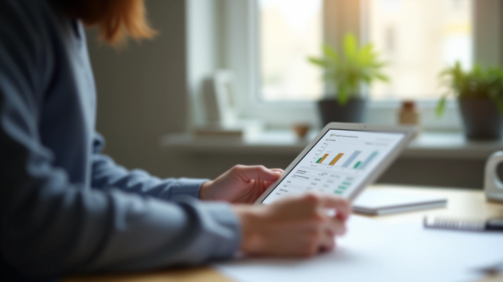 Person reviewing ISA account statements and investment performance on tablet at home desk