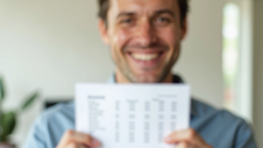 Happy person holding budget plan with check mark, representing successful financial management