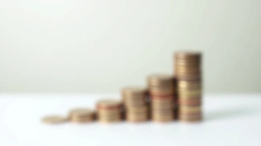 Progress tracker or chart showing savings growth over months with coins stacking upward